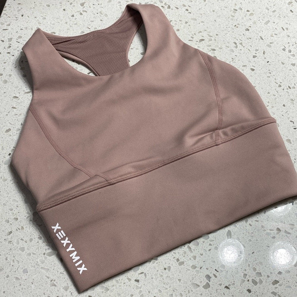Sports Bra blush pink racer back Size S lined thick material no pads included